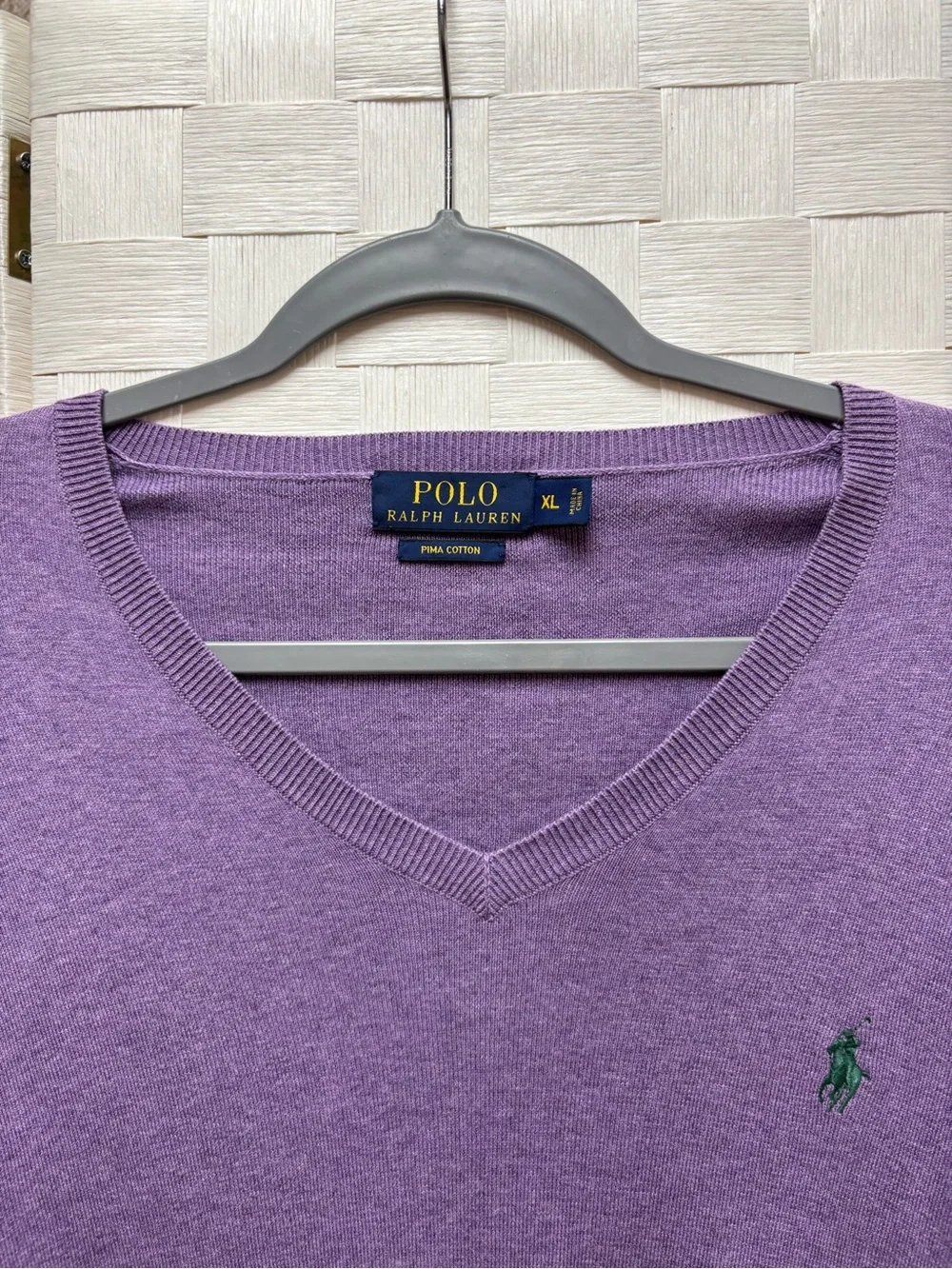 Polo by Ralph Lauren Men's V-Neck Sweater - Purple XL